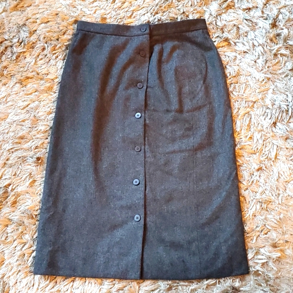 Vintage wool front button down skirt